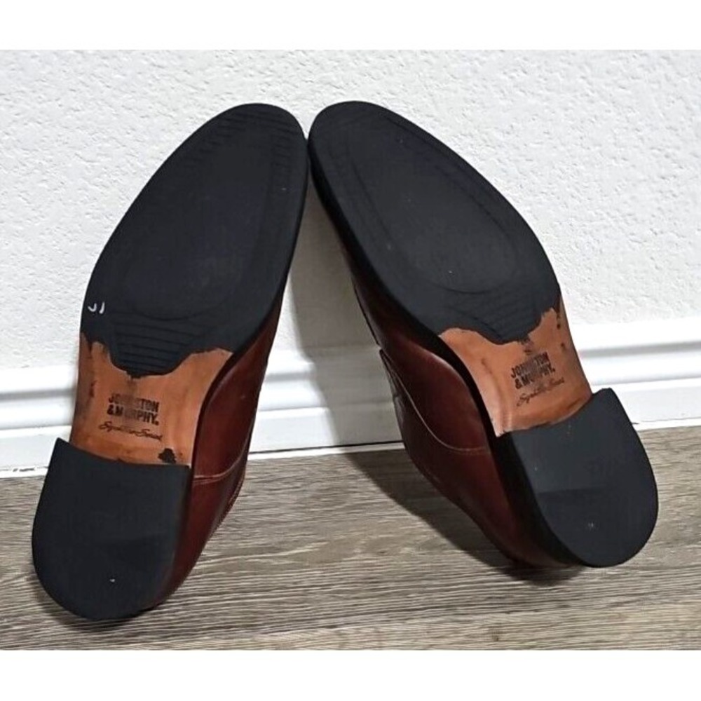Johnston Murphy Dress Shoes Mens 10.5M Brown Leather Oxford Monk Strap Buckle - Picture 7 of 7